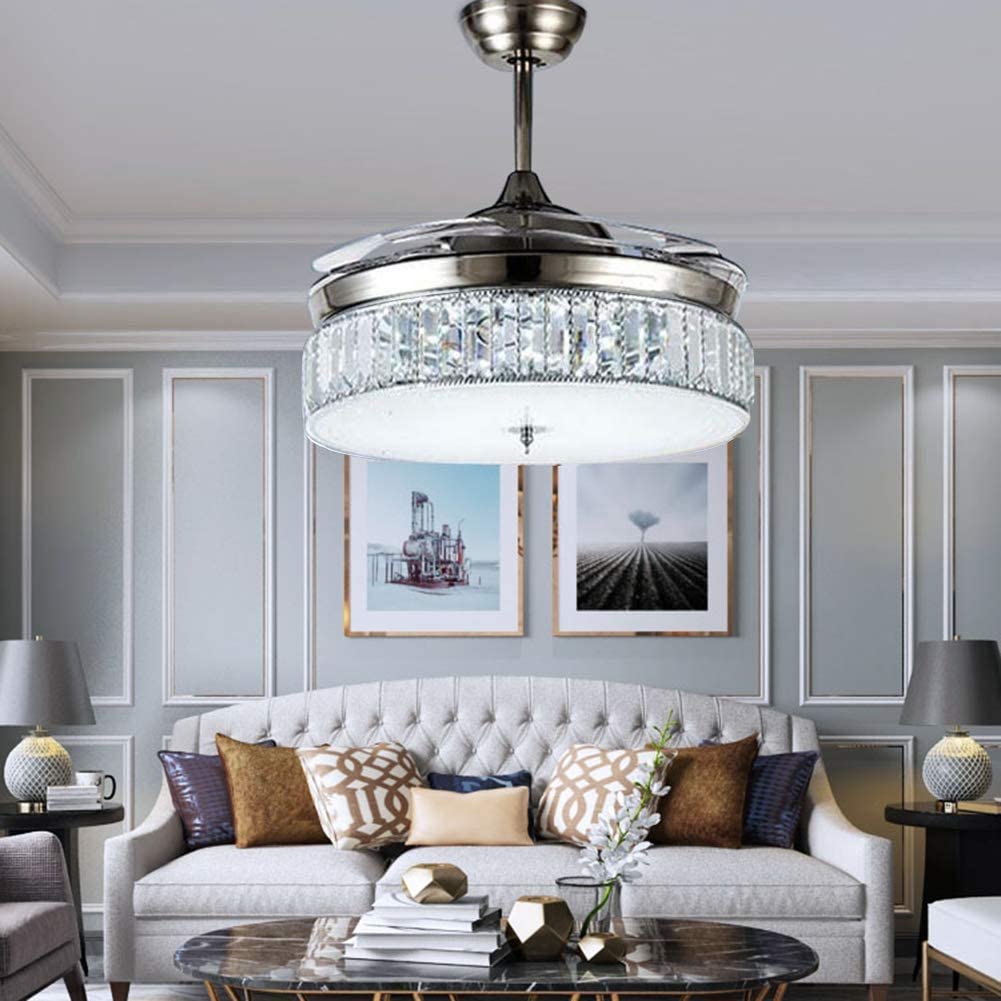 36" Silver Crystal Fan Chandelier DS-LN106