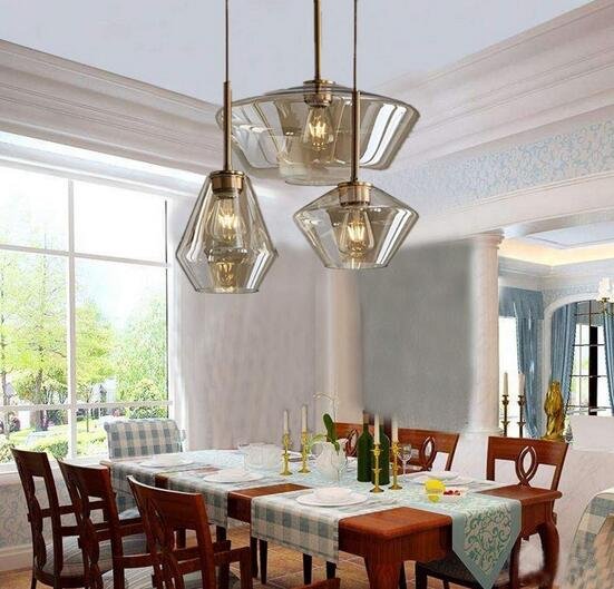 3-Light Glass Suspended Chandelier DS-YQ07