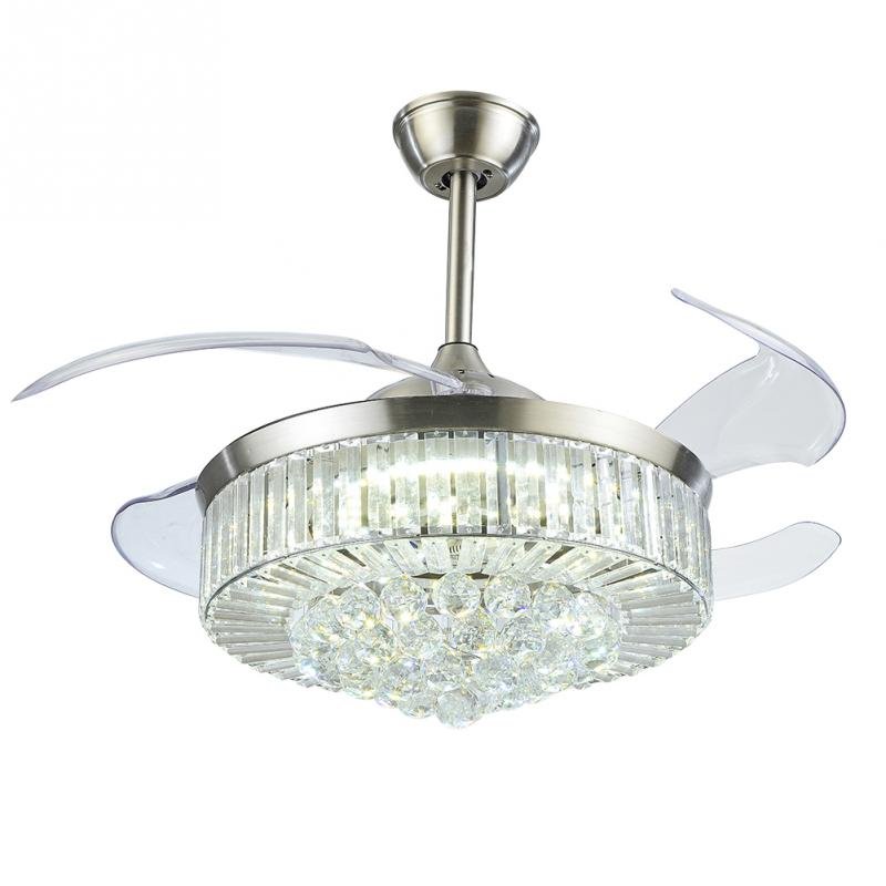 42" Silver Crystal Ceiling Fan with LED Lights (110v) DS-LB08