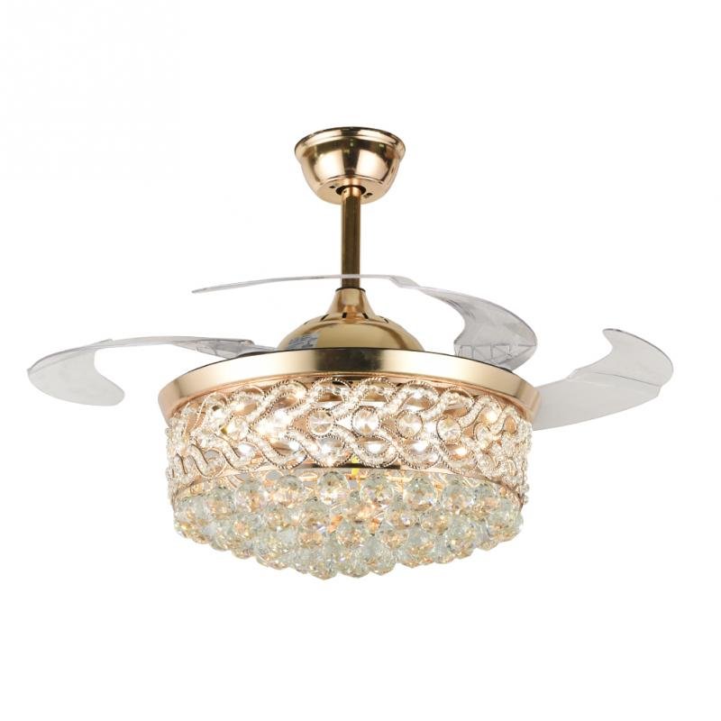 42" Gold Heart Crystal Invisible Fan with LED Lights (110v) DS-FZ152