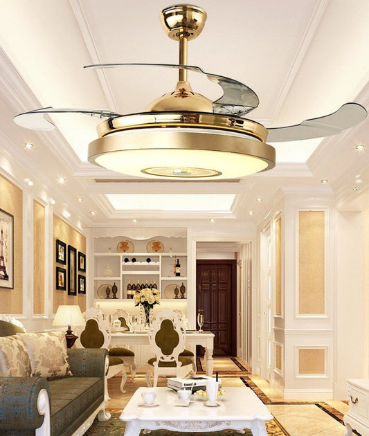 36" Bluetooth Speaker Seven Color Dimming Fan Chandelier DS-LN108