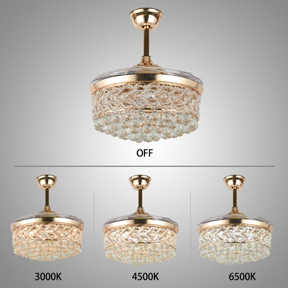 42" Gold Heart Crystal Invisible Fan with LED Lights (110v) DS-FZ152