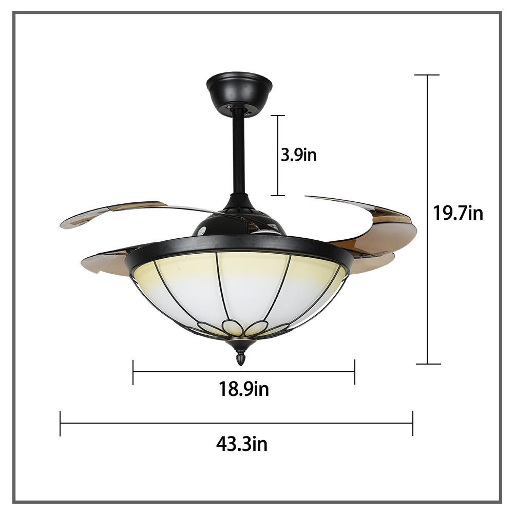 42" Retro Stealth Ceiling Fan with Light (110v) DS-FZ181