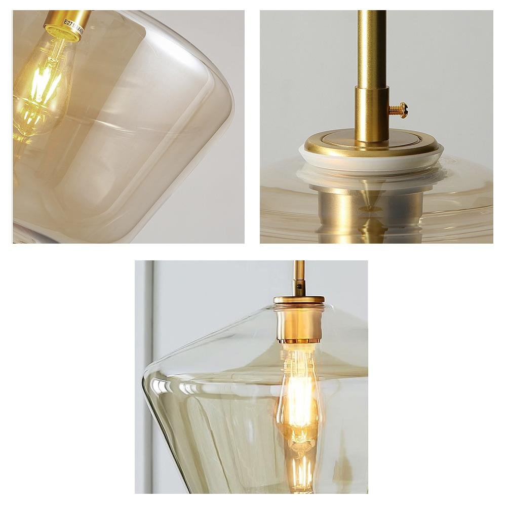 3-Light Glass Suspended Chandelier DS-YQ07