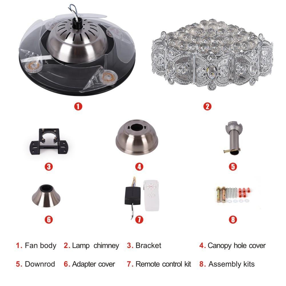 42" Silver Crystal Celing Fan with LED Lights DS-FH41