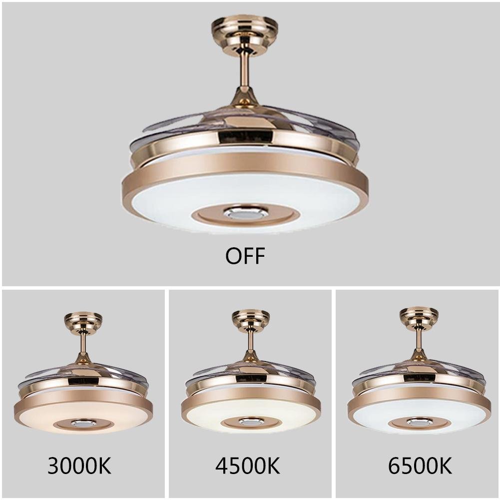 36" Bluetooth Speaker Seven Color Dimming Fan Chandelier DS-LN108