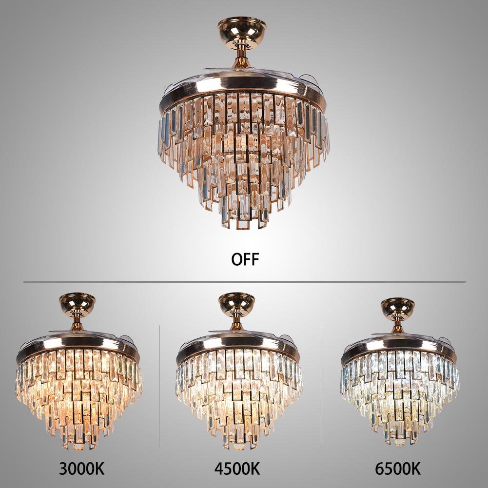 42" Luxury Gold Crystal Ceiling Fan with LED Lights (110v) DS-FZ65