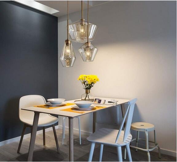 3-Light Glass Suspended Chandelier DS-YQ07