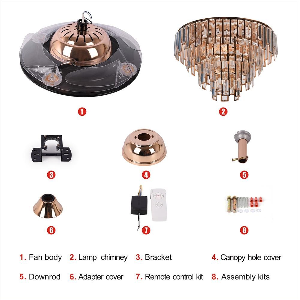 42" Luxury Gold Crystal Ceiling Fan with LED Lights (110v) DS-FZ65
