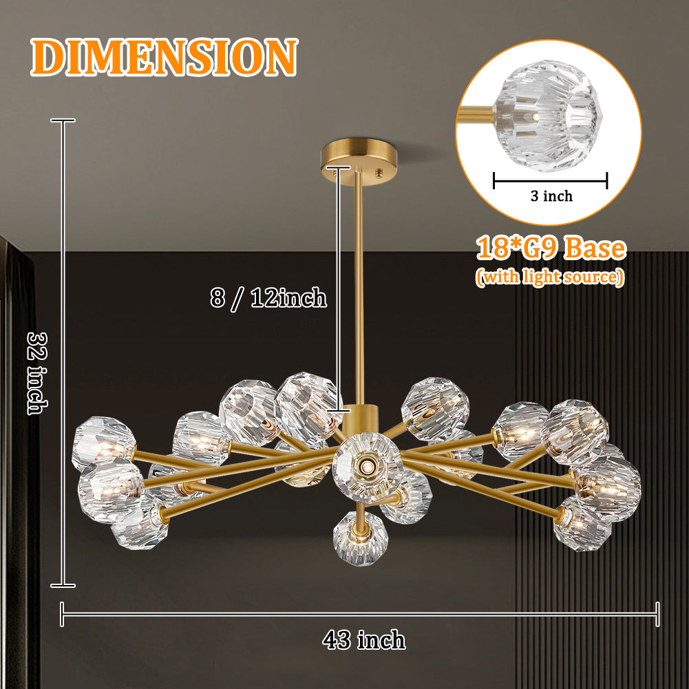 Modern Chandelier with 18 Crystal Balls DS-TY100