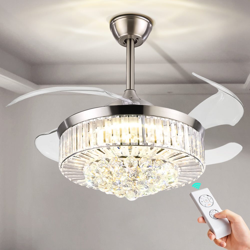 42" Silver Crystal Ceiling Fan with LED Lights (110v) DS-LB08