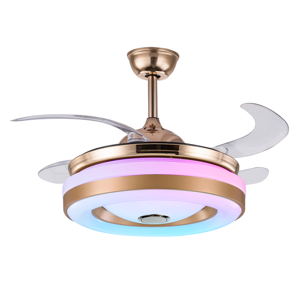 42" Modern Invisible Colorful Bluetooth Music Ceiling Fan with Light DS-FZ149