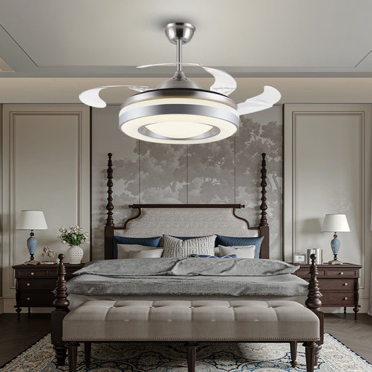 42" Silver Frame Invisible Ceiling Fan with Light DS-FZ47