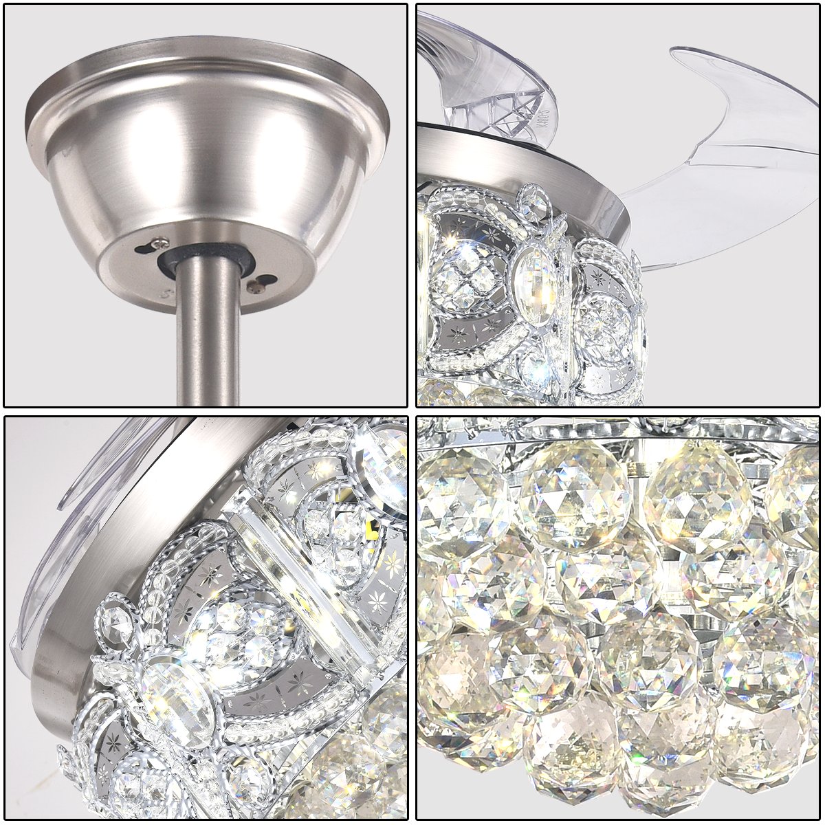 42" Silver Crystal Celing Fan with LED Lights DS-FH41