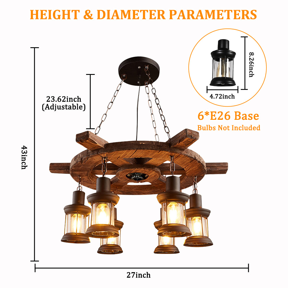 6-Light Vintage Woodwork Rudder DS-DR16