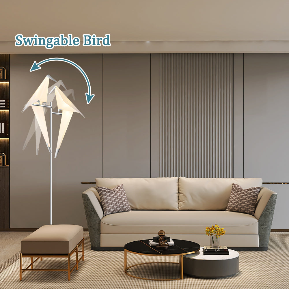 68" High Origami Crane Bird Floor Lamp DS-LN63