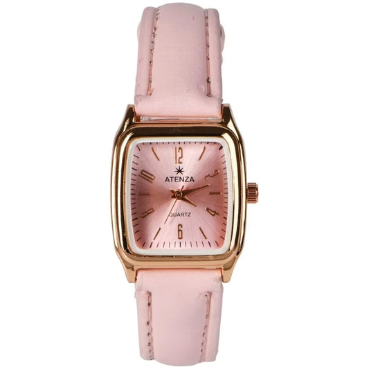 Adjustable Fit Women's Fashion Watch - Pink Square Quartz Watch with Simple Design and Exquisite Leather Strap