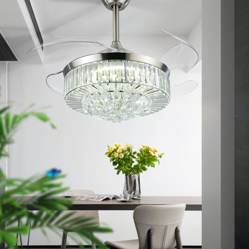 42" Silver Crystal Ceiling Fan with LED Lights (110v) DS-LB08