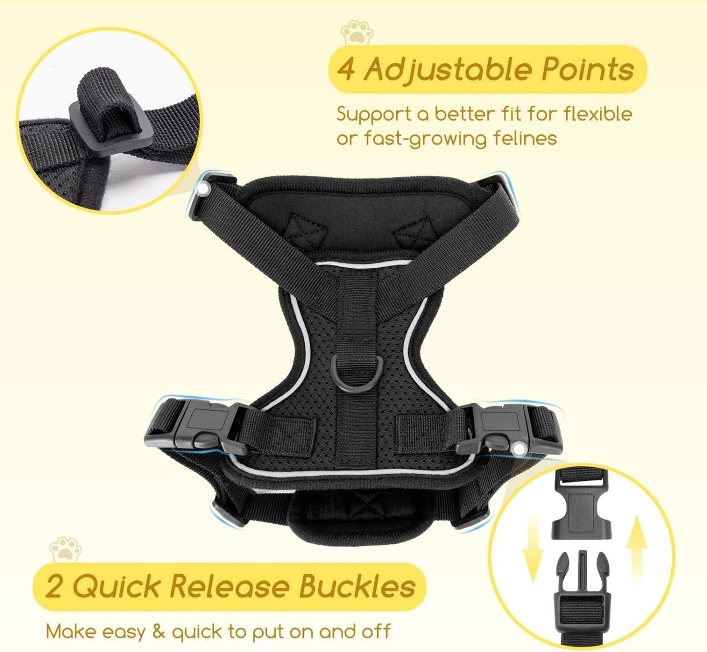 Cat Harness and Leash, with Soft Breathable Air Mesh, No Pull Walking Escape Proof Harness and Leash Set