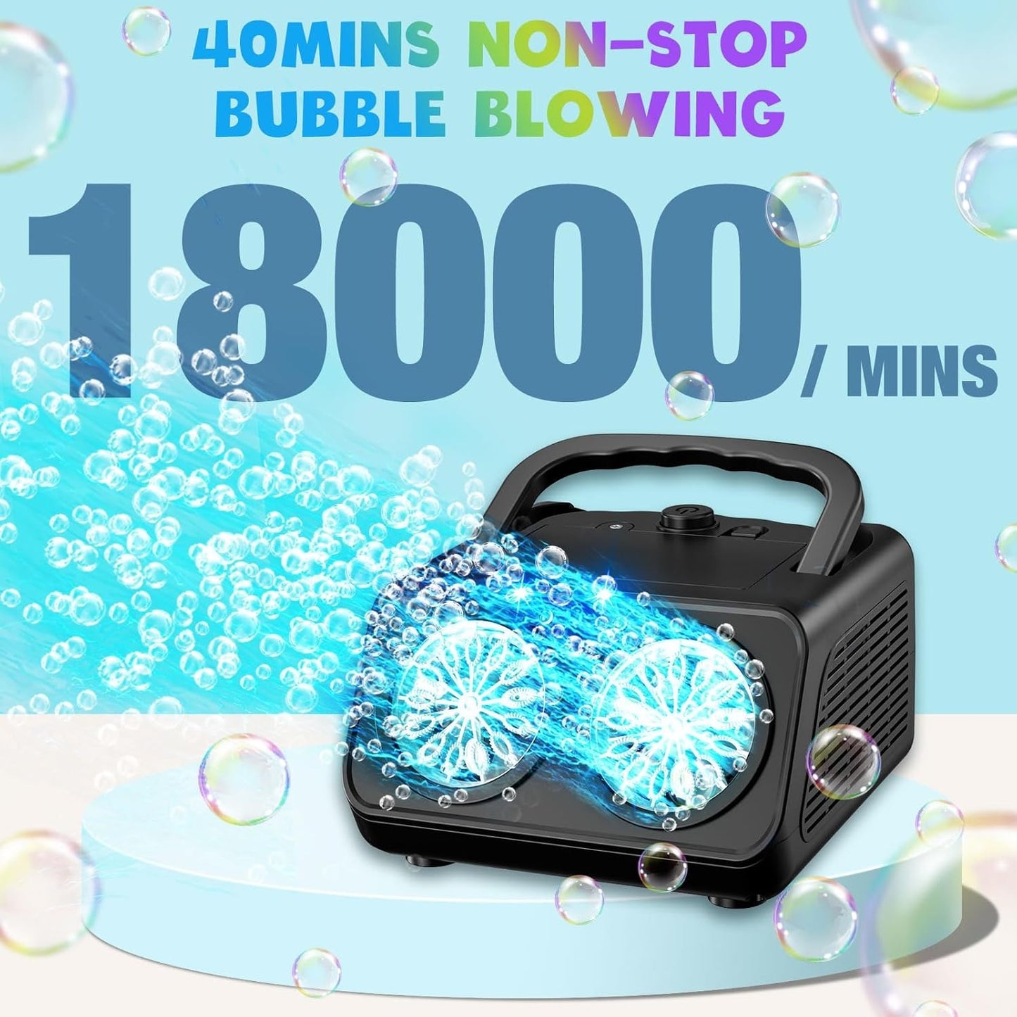 Durable Automatic Bubble Machine Blower for Kids with 2 Speed, Indoor Outdoor