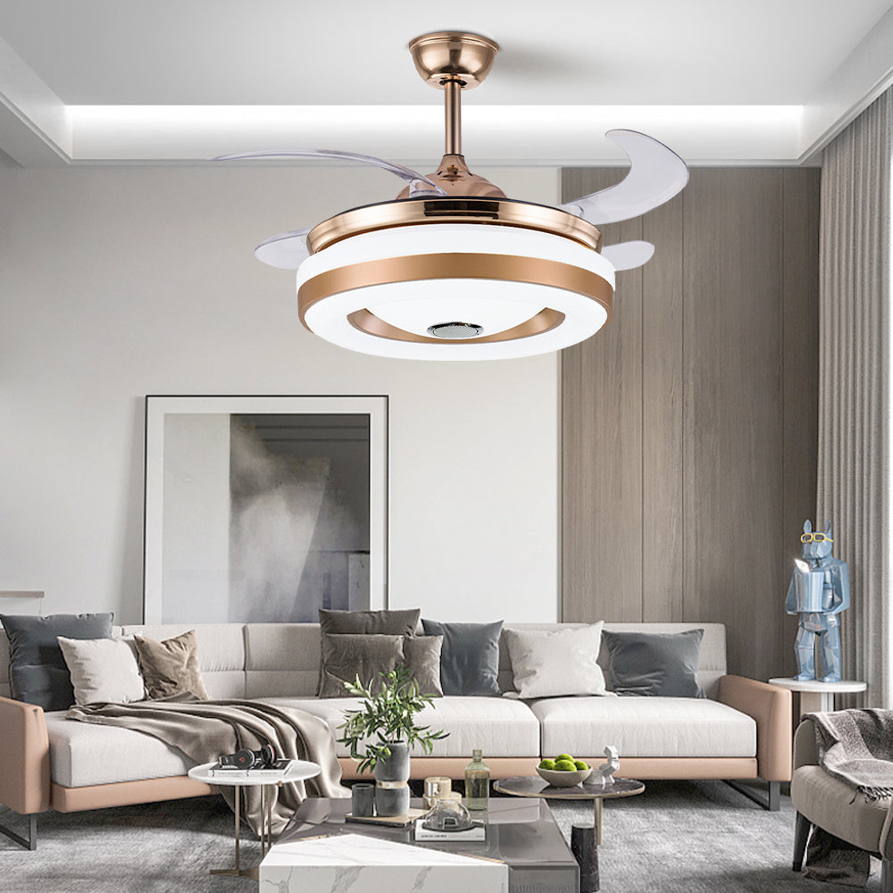 42" Modern Invisible Colorful Bluetooth Music Ceiling Fan with Light DS-FZ149