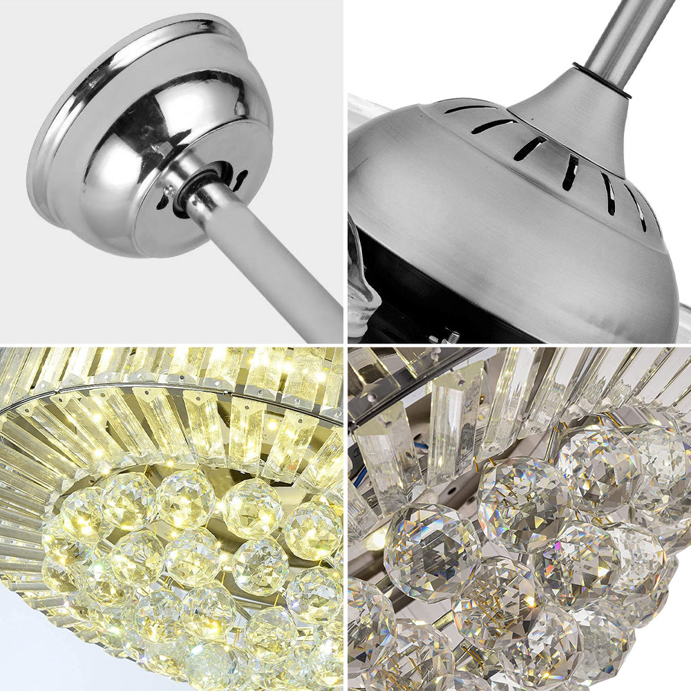 42" Silver Crystal Ceiling Fan with LED Lights (110v) DS-LB08