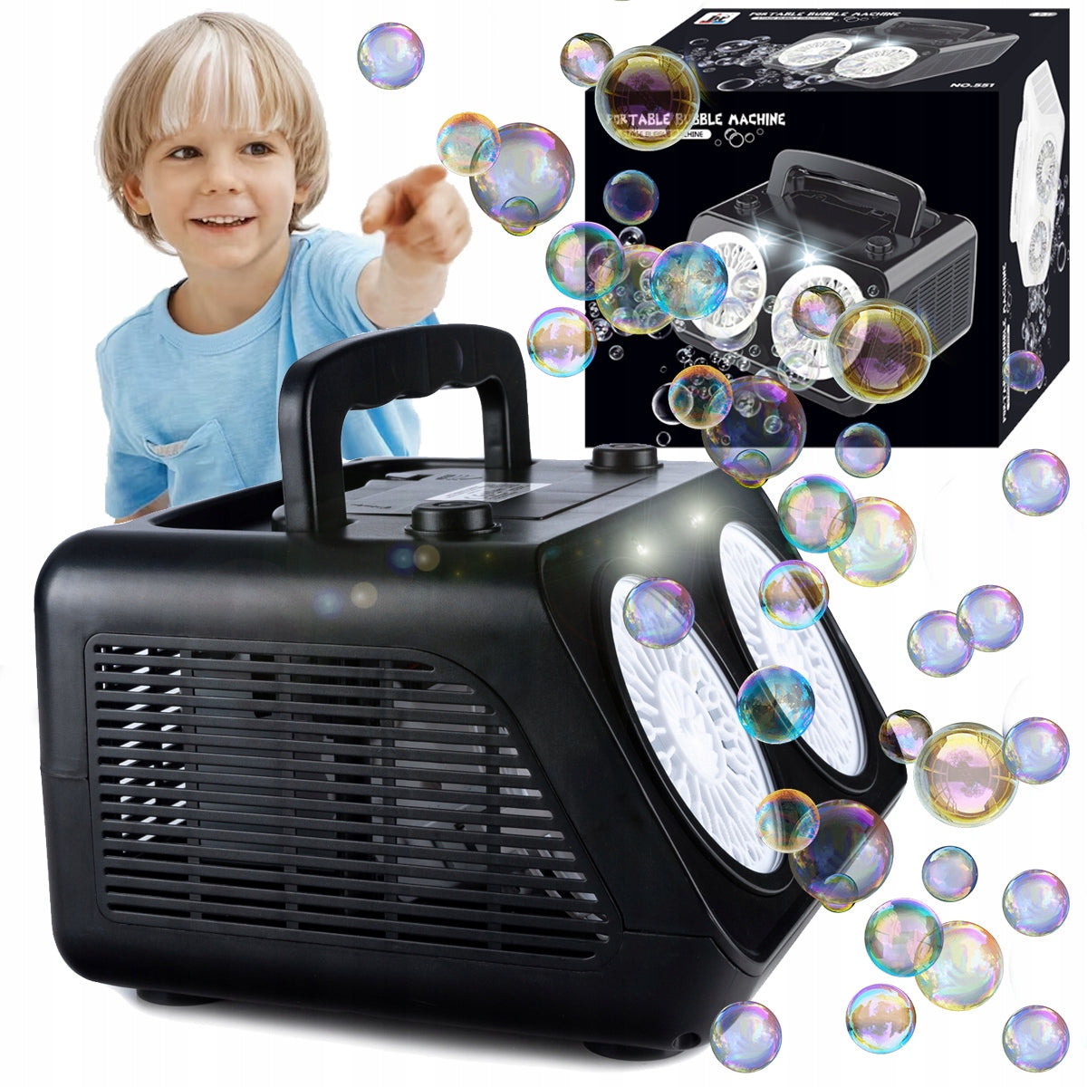 Durable Automatic Bubble Machine Blower for Kids with 2 Speed, Indoor Outdoor