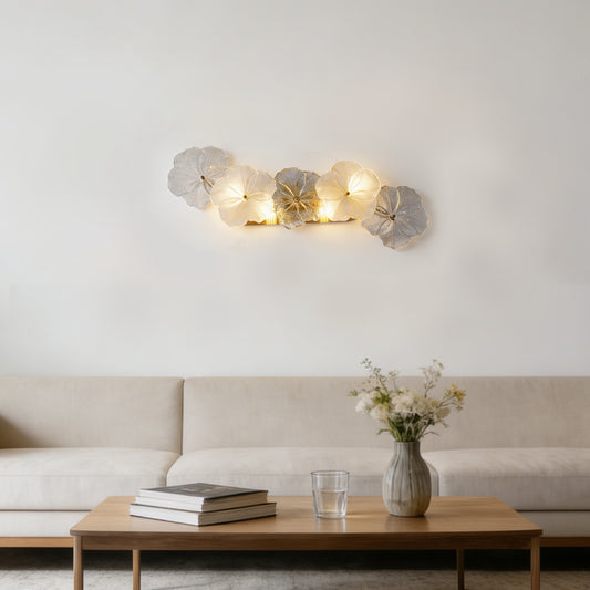 Modern Glass Flower Wall Sconce - Brass 3-Color Dimmable LED Wall Light (G9 Base)