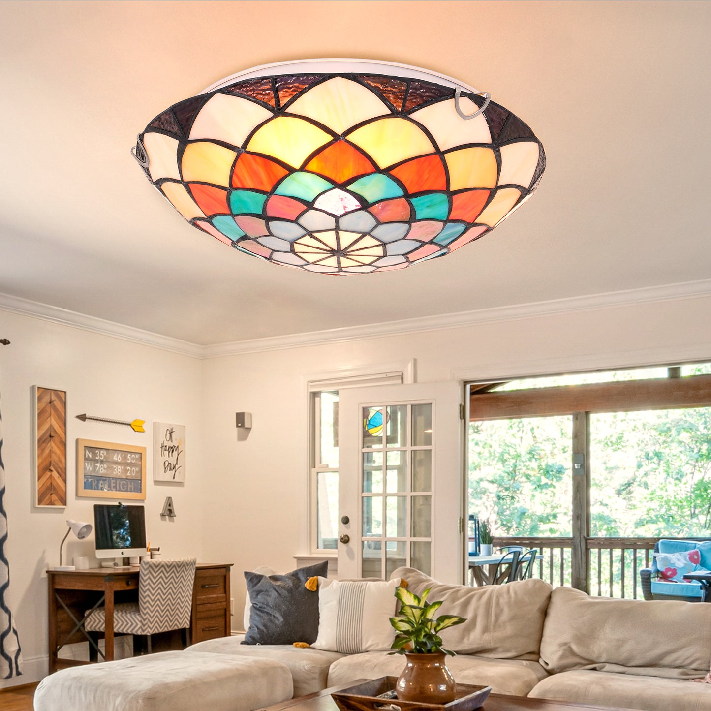 Tiffany Flush Mount Ceiling Light DS-DR35