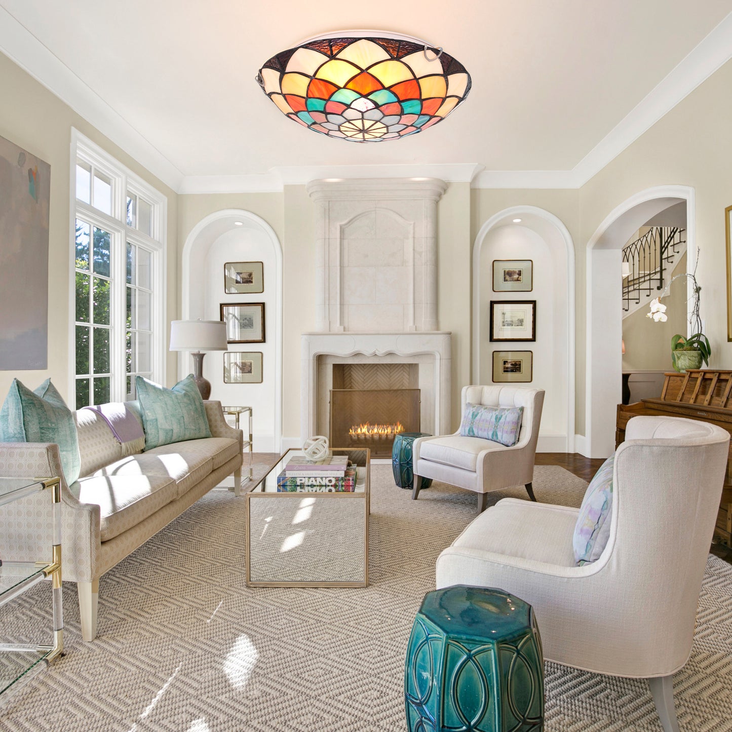 Tiffany Flush Mount Ceiling Light DS-DR35