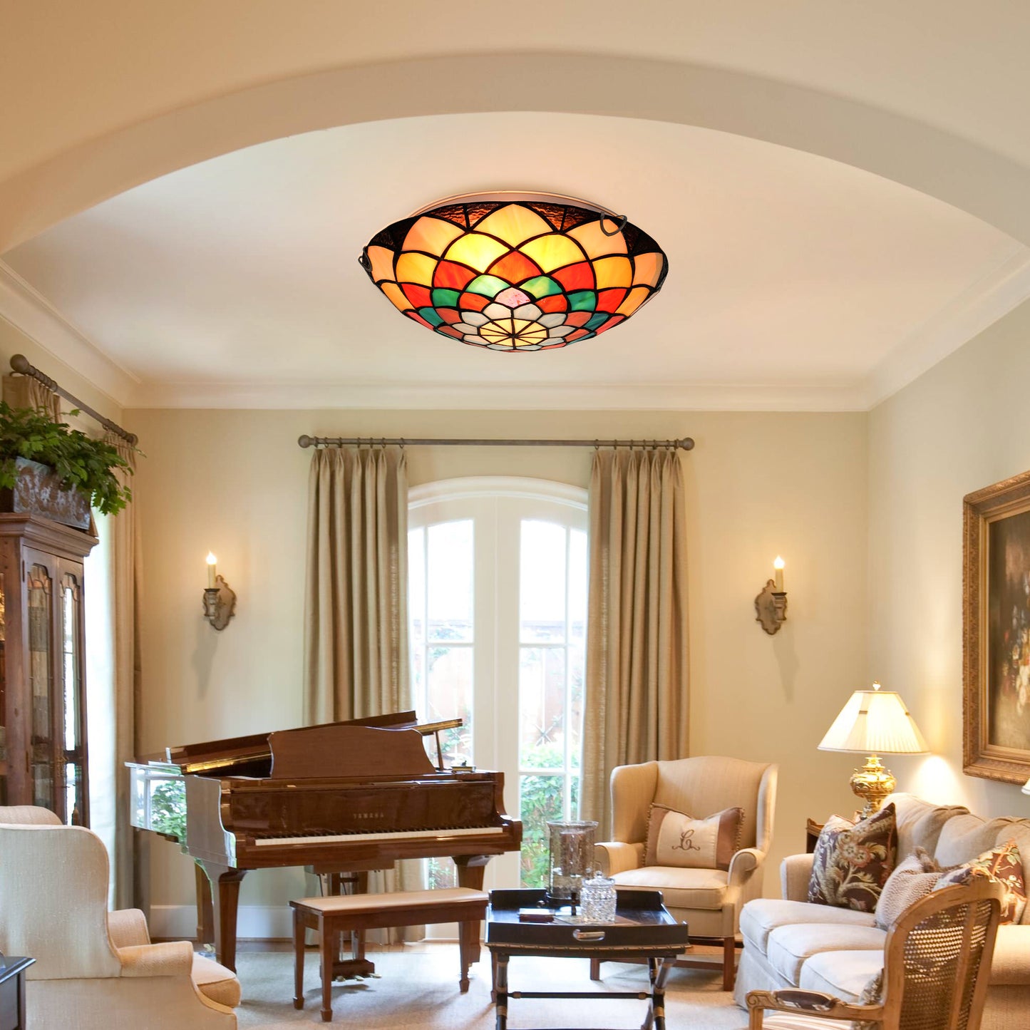 Tiffany Flush Mount Ceiling Light DS-DR35
