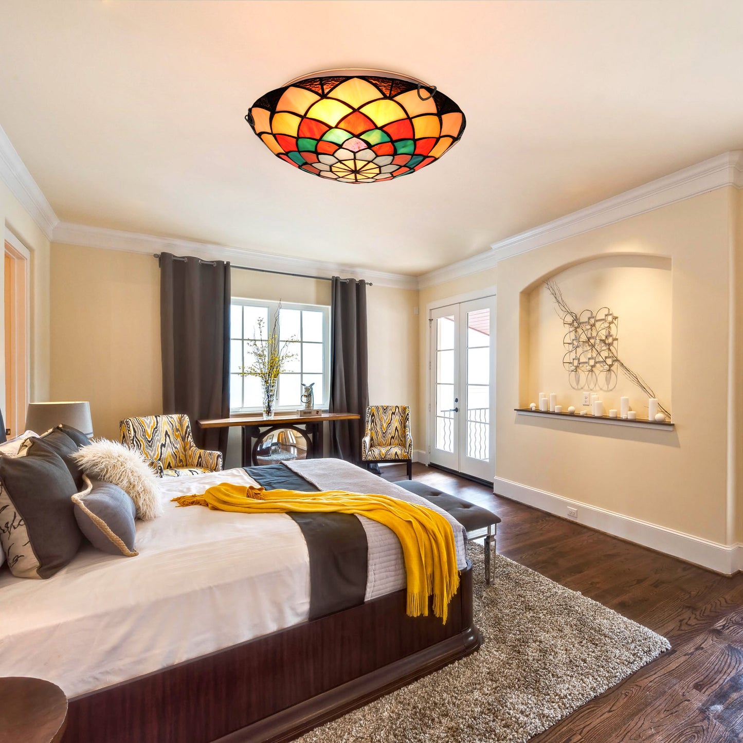 Tiffany Flush Mount Ceiling Light DS-DR35