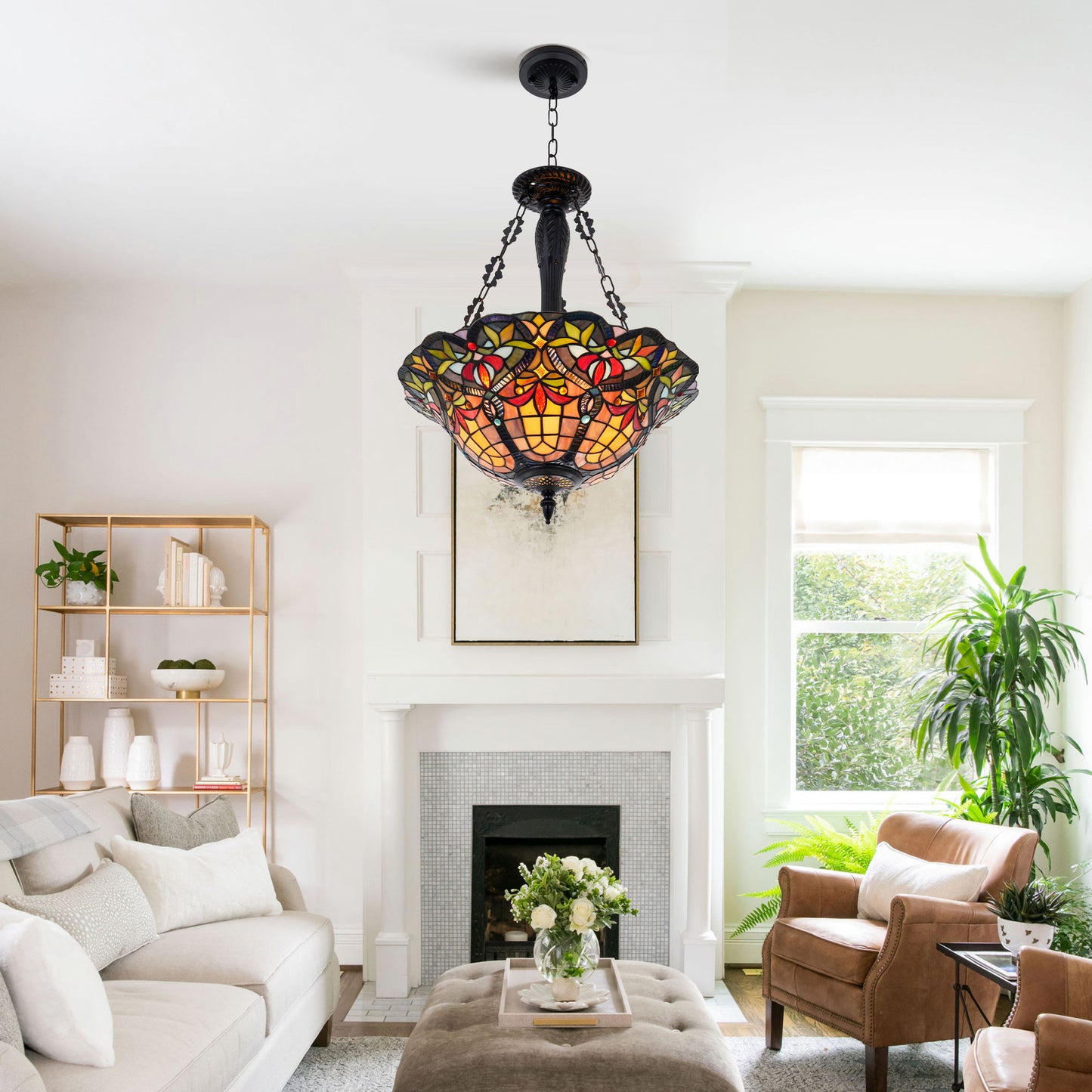 Tiffany Victorian Glass Chandelier DS-DR32