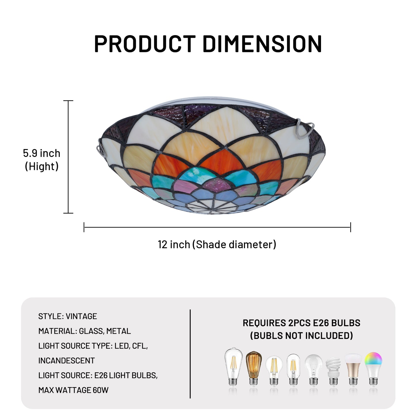 Tiffany Flush Mount Ceiling Light DS-DR35