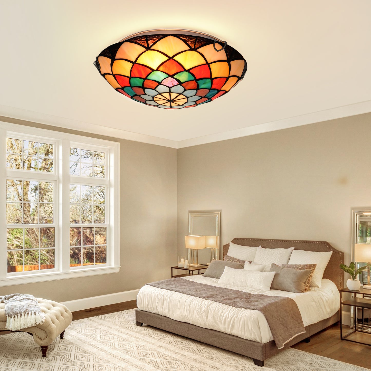 Tiffany Flush Mount Ceiling Light DS-DR35