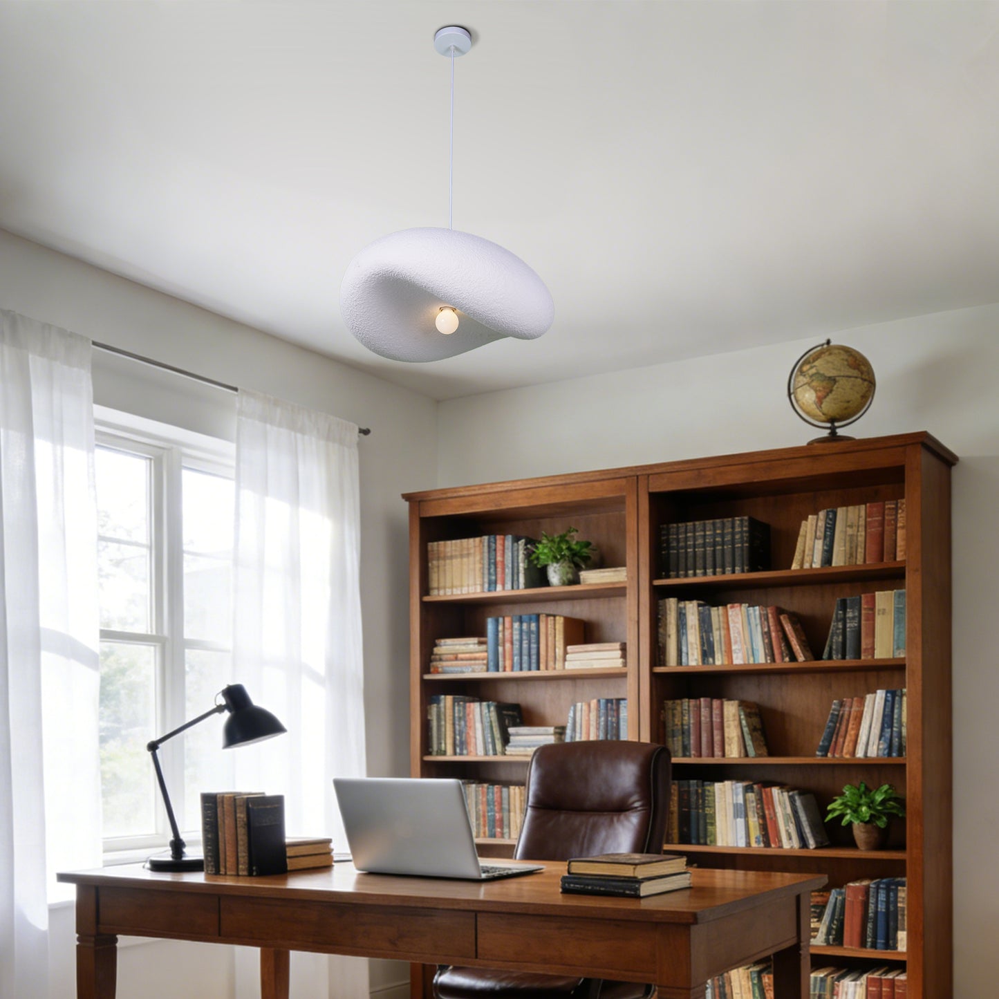 Modern White Cloud Stone Pendant Light - 3-Color Dimmable E26 Adjustable Height Ceiling Lamp