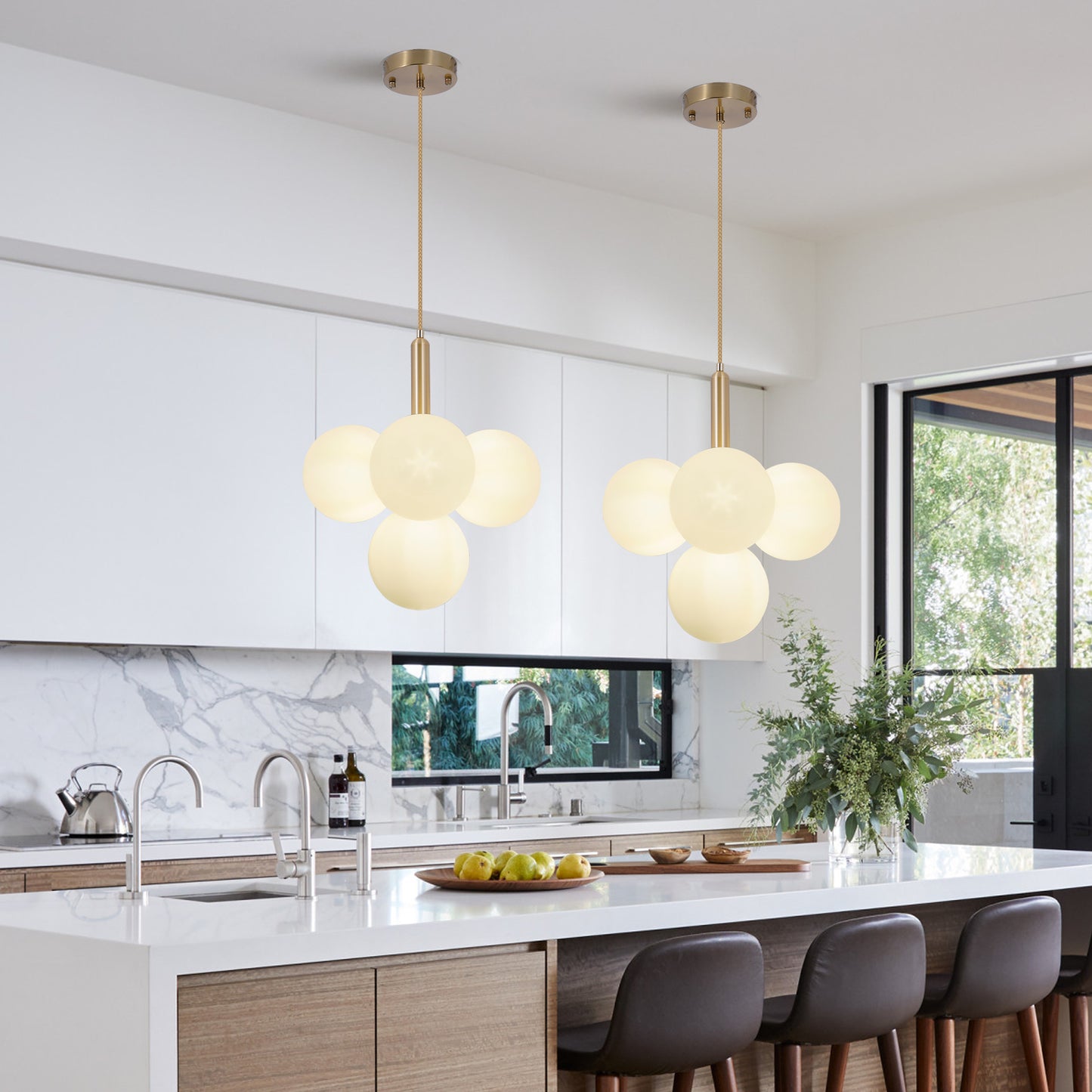 Milk White Frosted Glass Chandelier DS-DY49