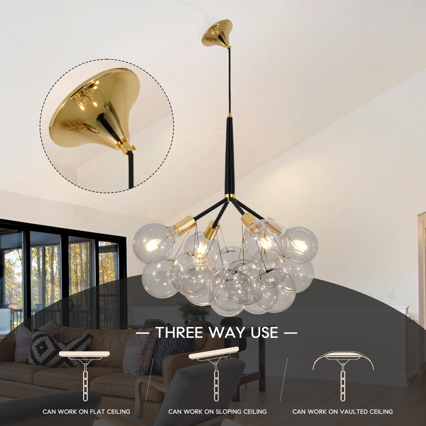 Visual Comfort Glass Bubble Chandelier DS-DY54