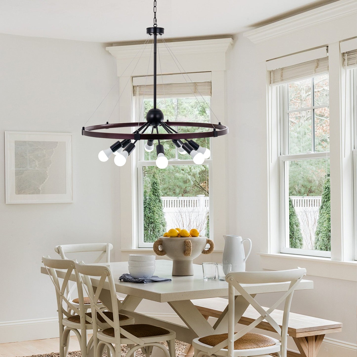 Rust Colored Wrought Iron Chandelier DS-DY56