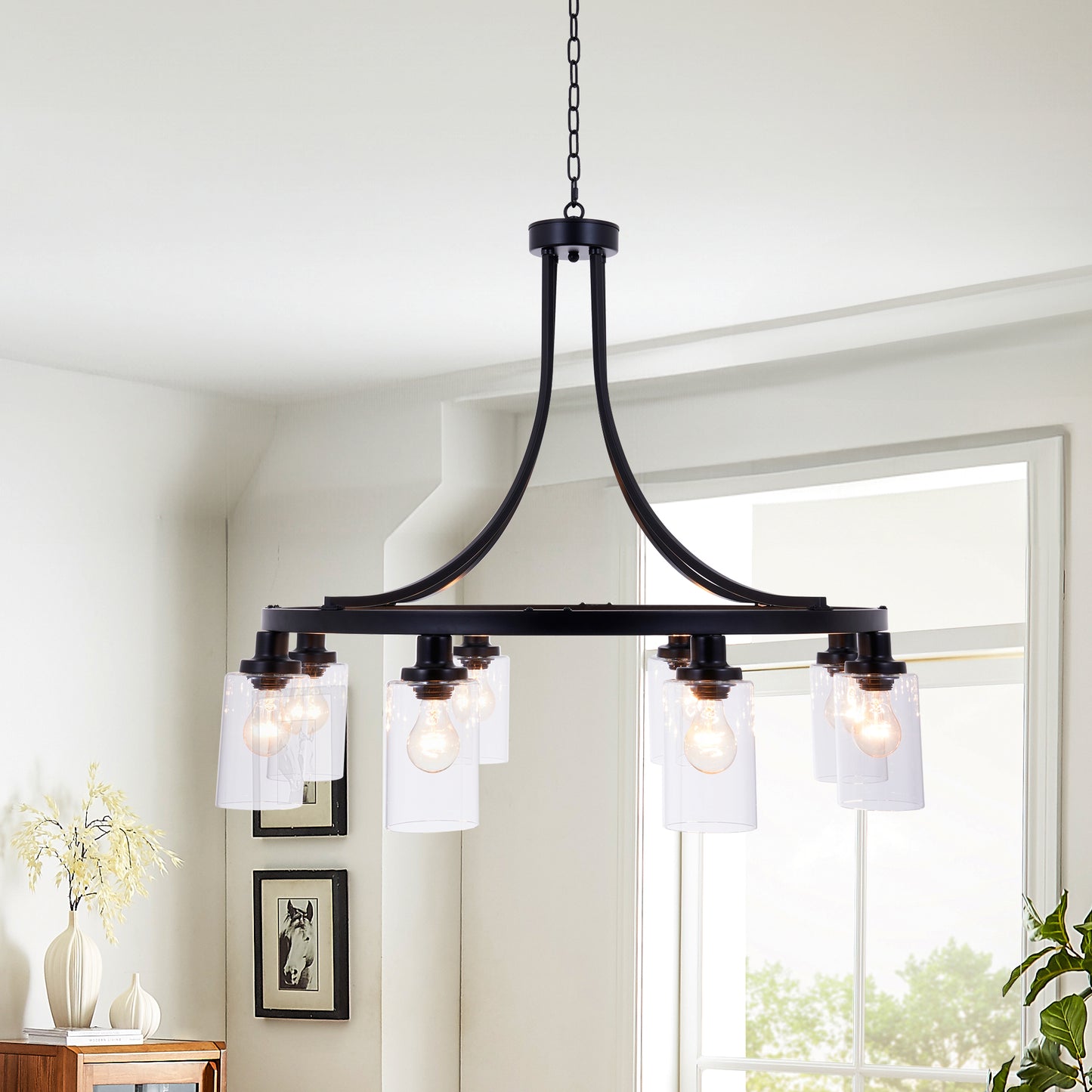 6-Head Black Iron Chandelier DS-DY61