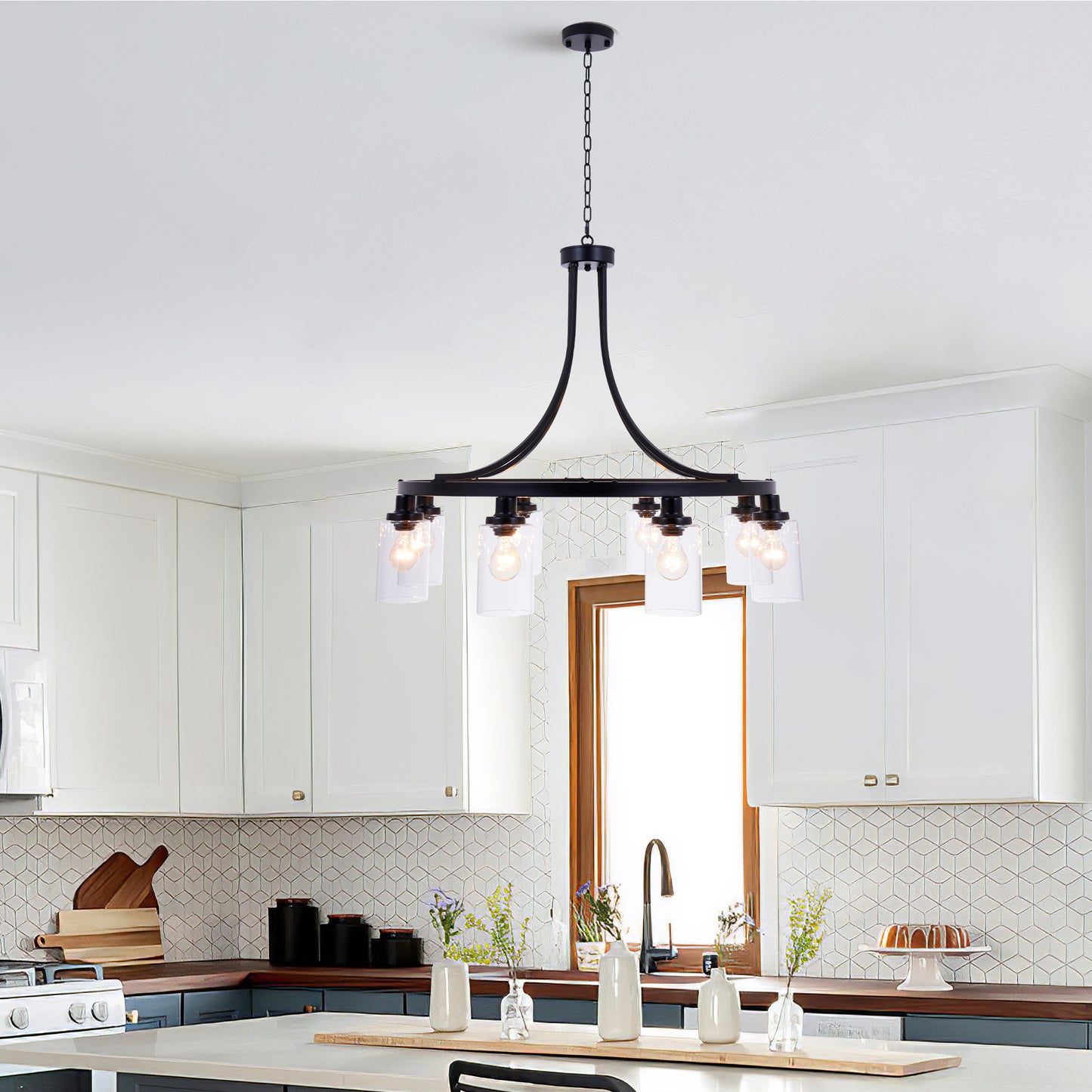 6-Head Black Iron Chandelier DS-DY61
