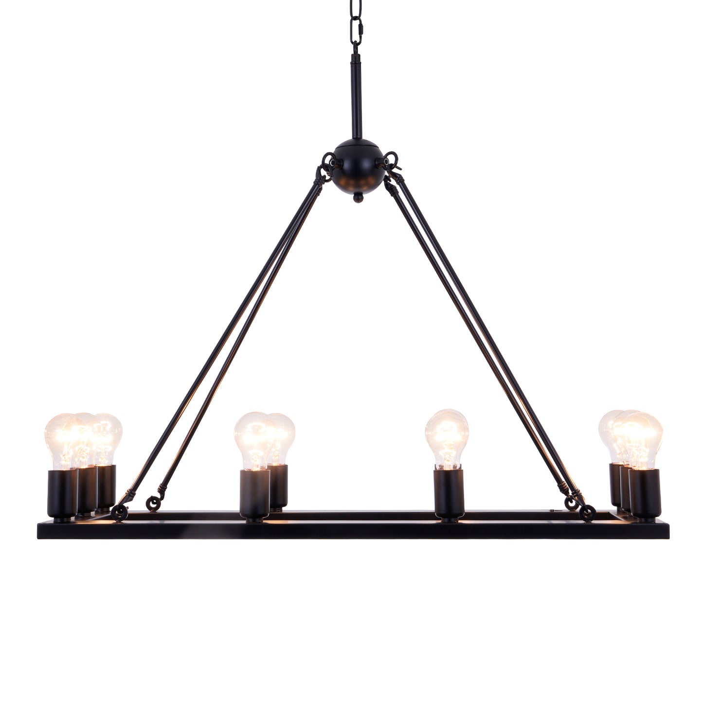 10-Light Farmhouse Chandelier - Metal Rectangle (DY62)