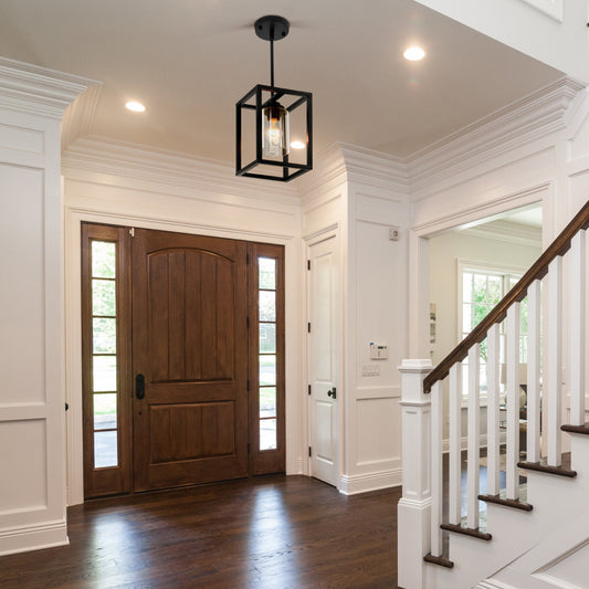 1-Light Black Farmhouse Chandelier (DY77)