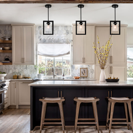 1-Light Black Farmhouse Chandelier (DY77)