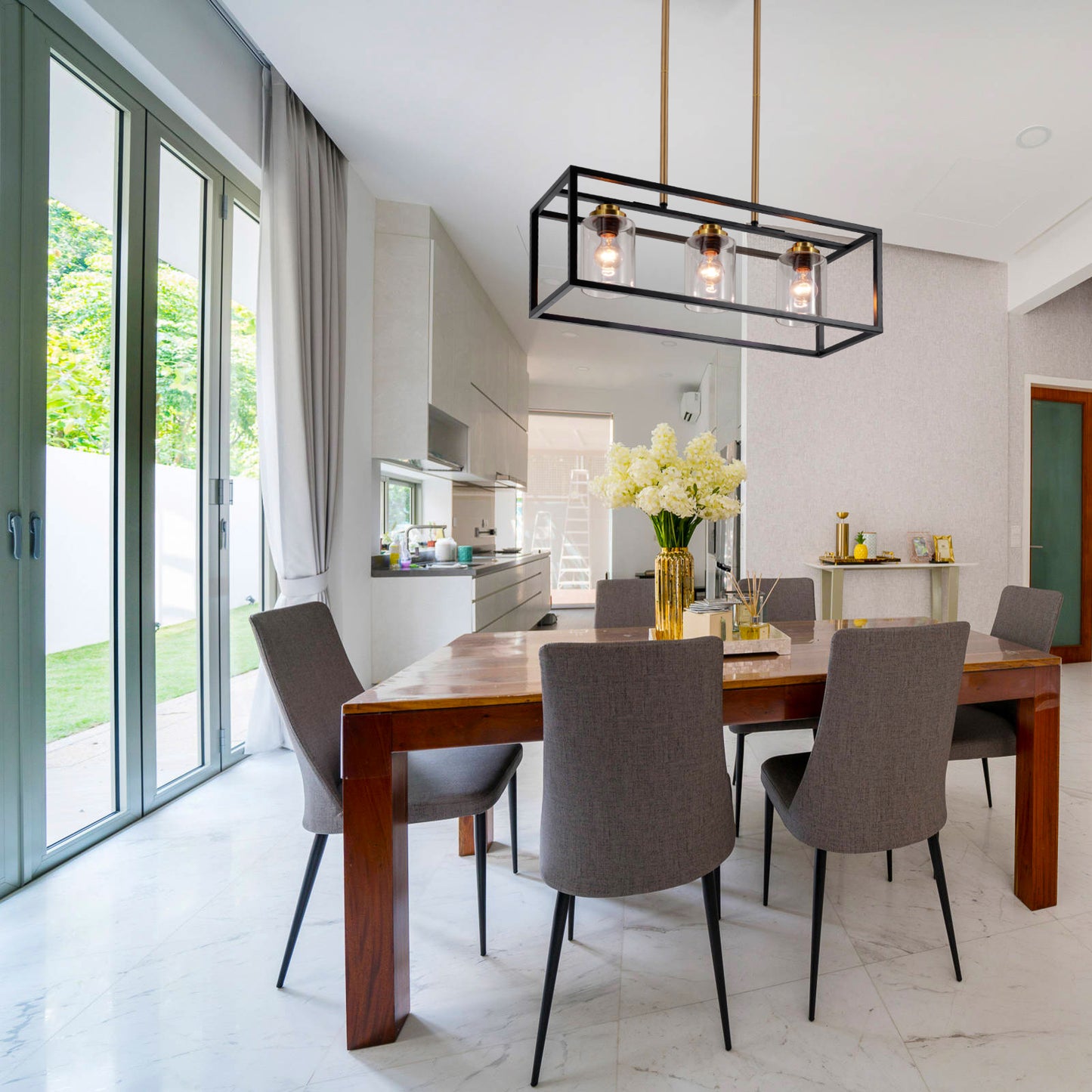 4 - Light Dimmable Rectangle Chandelier DS-DY79