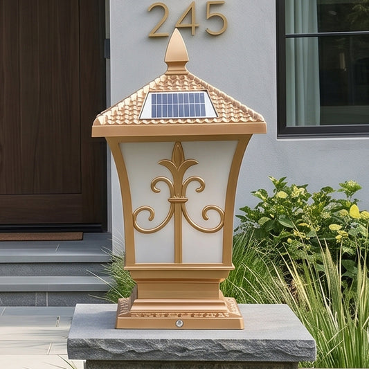 Bronze Solar Post Cap Light, 4-Color Dimmable Outdoor LED Column Lamp with Remote, IP65 Waterproof, Vintage Fence Light