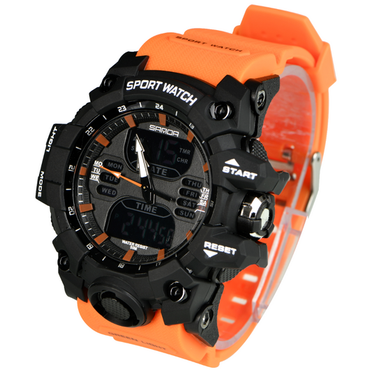 Men's Watch Sports Military Quartz Watch 50 m Waterproof Watch Men's LED Digital Clock 6162- Quartz Watch