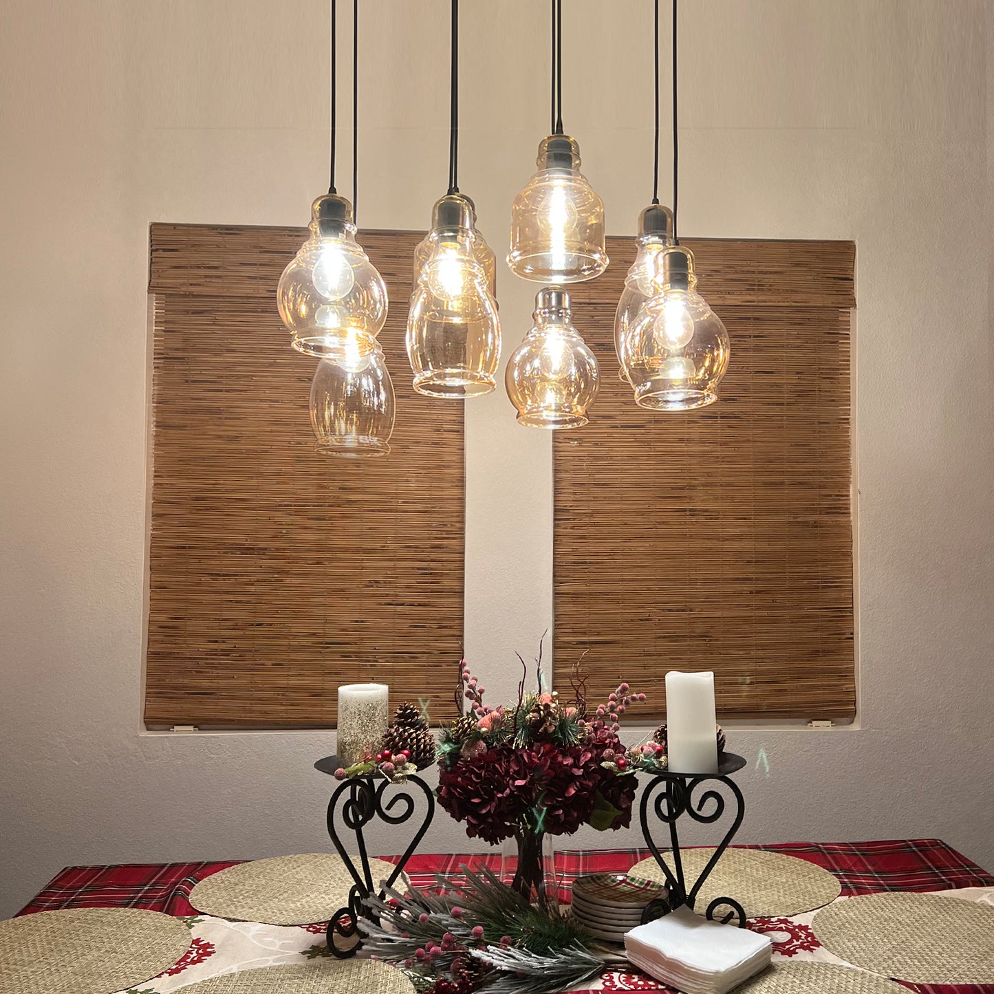 8-Light Brandy Glass Chandelier DS-FM24