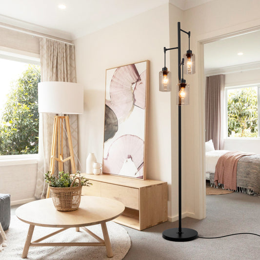 Black 3-head Wrought Iron Floor Lamp DS-LY01