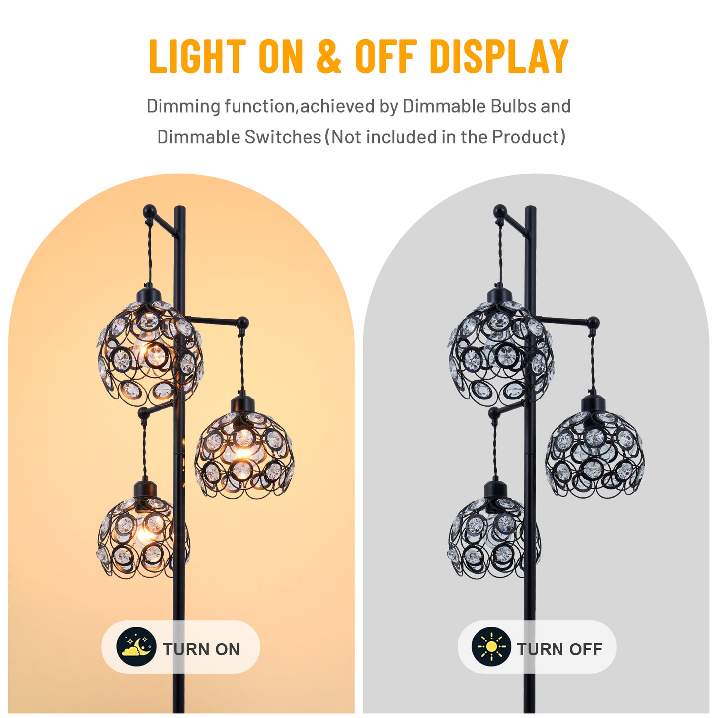 3-Head Wrought Iron Floor Lamp Black DS-LY02